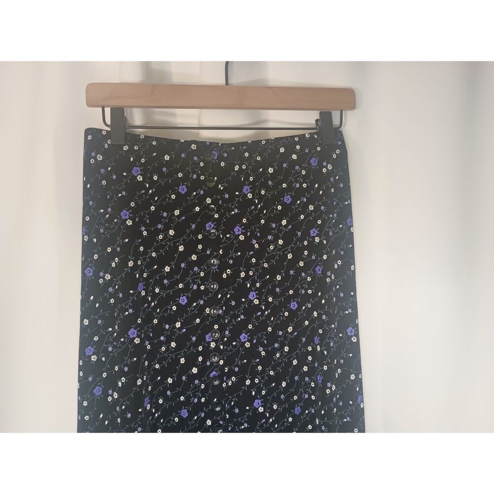 Vtg Briggs Dark Cottagecore Floral Maxi Skirt XL Button Slit Whimsigoth Y2K 90s - Picture 3 of 10
